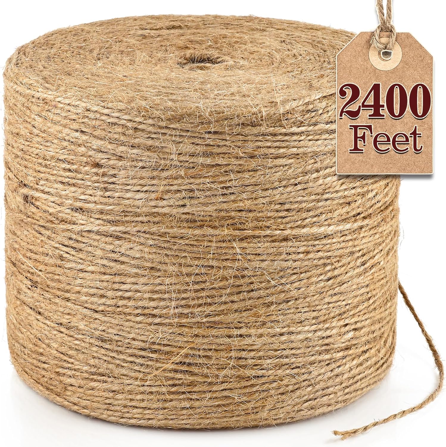 XSEINO 2400Feet Natural Jute Twine Strong Garden Twine Rope for Arts Crafts Gift Wrapping Gardening Tomato Climbing Plant Tie Floristry Packing Decor-VerdiqueGarden