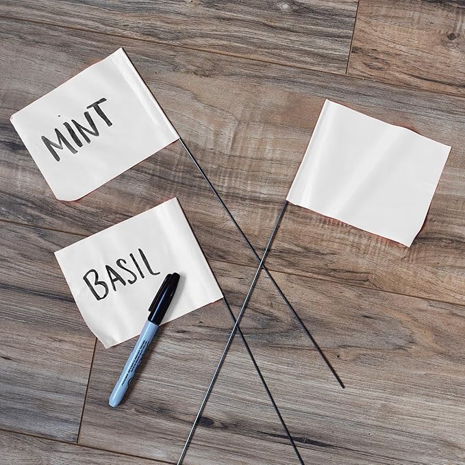 White Marking Flags 1000 Pack - 4x5x15 Inch White Flags for Yard - Markers For Lawn, Irrigation, Landscaping, Survey & Sprinkler Head Marking-VerdiqueGarden