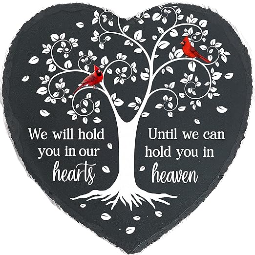 Cardinal Memorial Slate Stone - Hold You in Our Hearts, Memorial Plaque Sympathy Gifts for Loss of Loved One, Memorial Gifts for Loss of Father, Mother, Brother Garden Slate Stone TNA6-VerdiqueGarden