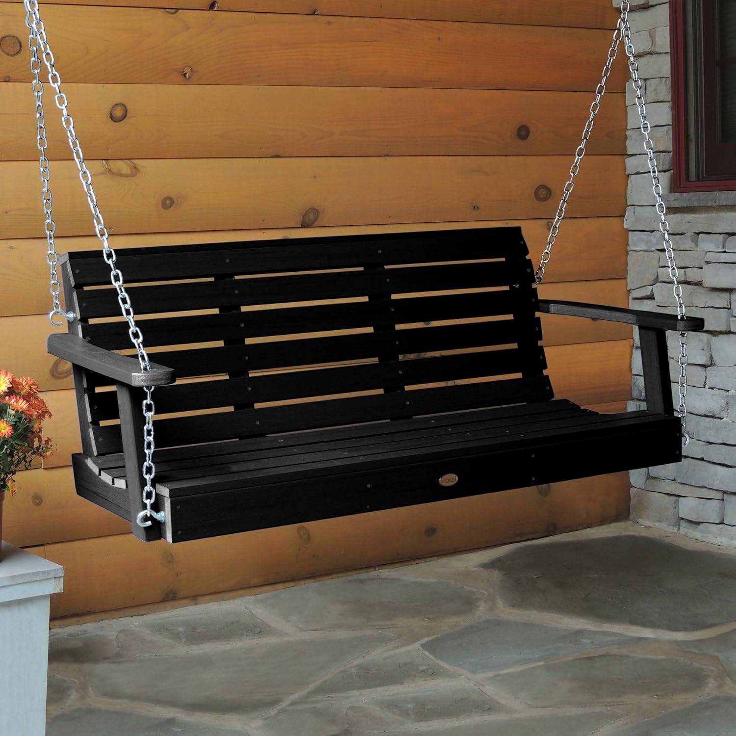 highwood Weatherly Porch Swing 5 Feet, Black-VerdiqueGarden