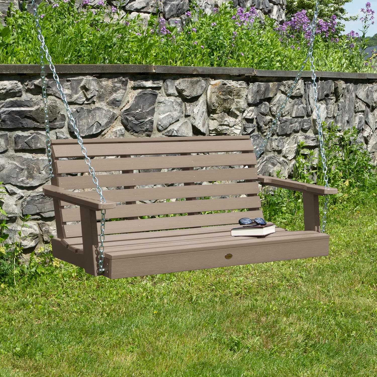 highwood Weatherly Porch Swing, 4 Feet, Woodland Brown-VerdiqueGarden