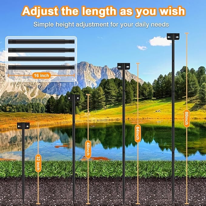 2 Pack 80 Inch Adjustable Bird Feeder Pole,Bird House Pole Suitable for Feeders & Birdhouse,Weather Station,Heavy-Duty Rustproof Design,Enhance Outdoor Decor & Birdwatching Experience-VerdiqueGarden