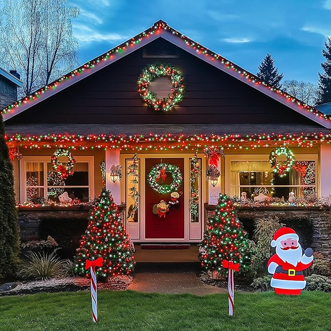 JMEXSUSS 200 LED Red White and Green Christmas Lights Outdoor, 66ft String Lights Indoor Clear Wire, Christmas Tree Lights Plug in for Bedroom Tree Christmas Party Decorations-VerdiqueGarden