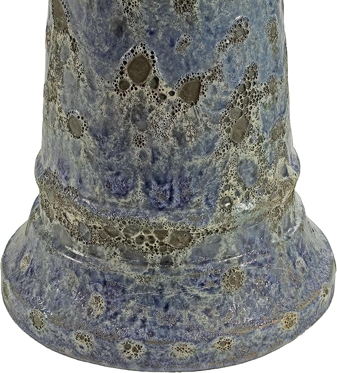 Sunnydaze Rennes Outdoor Ceramic Bird Bath - 22.5" H - UV- and Frost-Resistant - Glazed Bowl with Blue Lava Finish-VerdiqueGarden