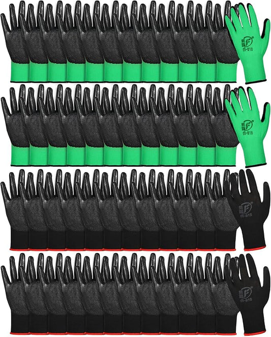 Nuogo 48 Pairs Gardening Gloves for Men Women Rubber Coated Safety Work Gloves Bulk for Gardening Construction Work-VerdiqueGarden