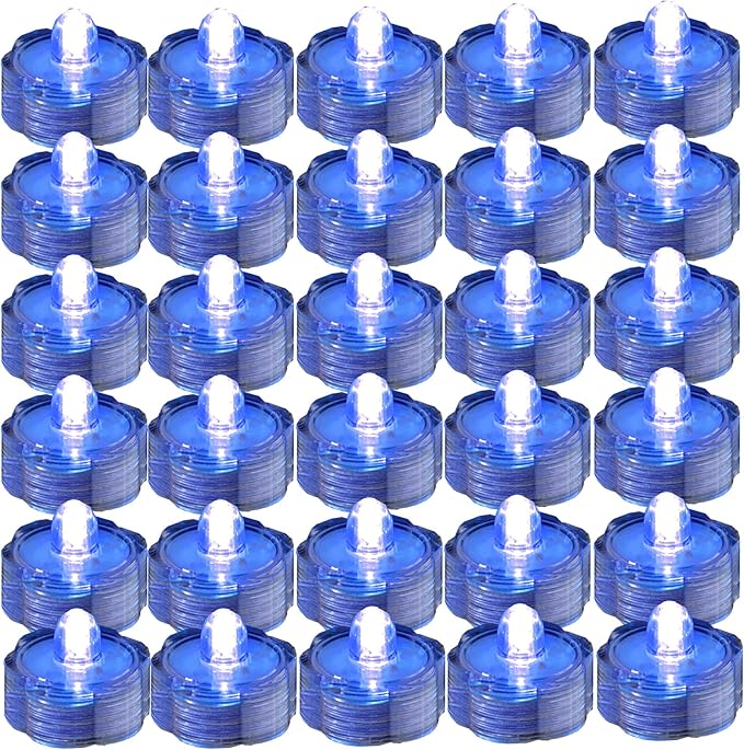Bright LED Floral Tea Light Vase Submersible Lights for Party Wedding (Blue, 30 Pack)-VerdiqueGarden