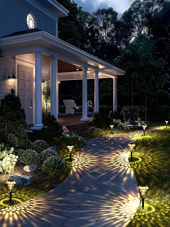 SOLPEX Solar Pathway Lights Garden Decor for Yard, Garden Lights Solar Powered Waterproof Landscape Lighting, Solar Outdoor Lights Porch Decor for Path Walkway Driveway (8 Pack Warm White)-VerdiqueGarden