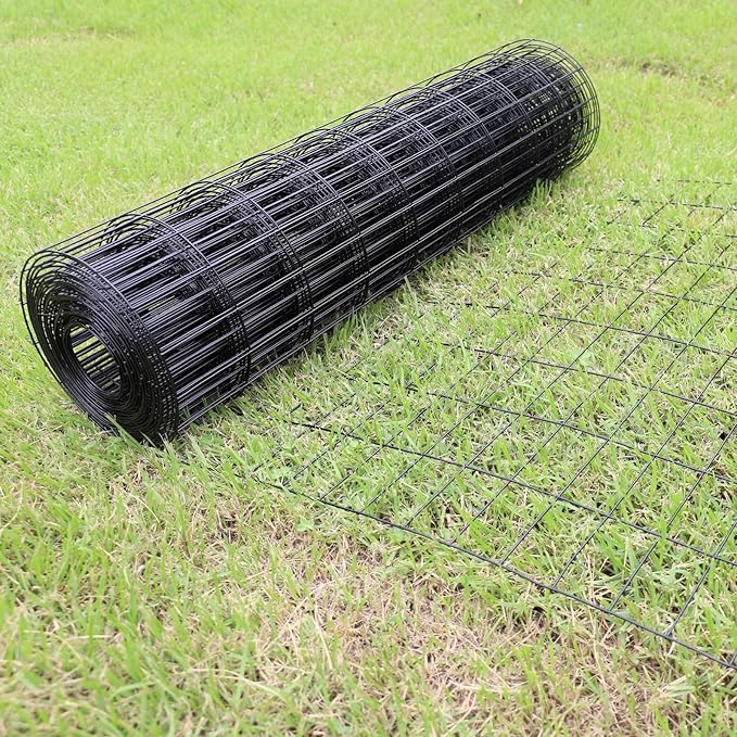 Black PVC Coated Welded Wire Fence 48 Inch x 50 Foot, 2 Inch x 4 Inch 14GA, Garden Border Fencing Roll Vinyl Coating Metal Wire Mesh Hardware Cloth for Yard Vegetable Plant Protection-VerdiqueGarden