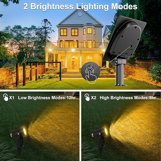 Solar Spot Lights Outdoor, Solar Landscape Spotlights IP65 Waterproof 9.8ft Cable,Auto On/Off Outdoor Wall Lights for Garden Yard Driveway Porch Walkway Pool (3000K Warm White)-VerdiqueGarden