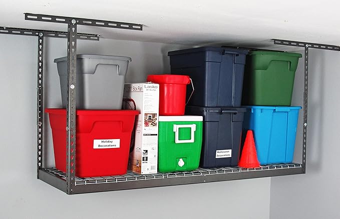 MonsterRAX - 2x6 Overhead Storage Rack (Hammertone, 18"-33" Ceiling Drop Down)-VerdiqueGarden