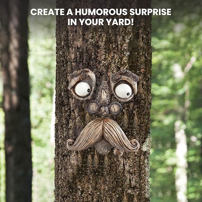 Bits and Pieces - 'Old Man' Tree Hugger - Yard Decorations - Whimsical Tree Sculpture - Garden Decoration - Garden Peeker Yard Art-VerdiqueGarden