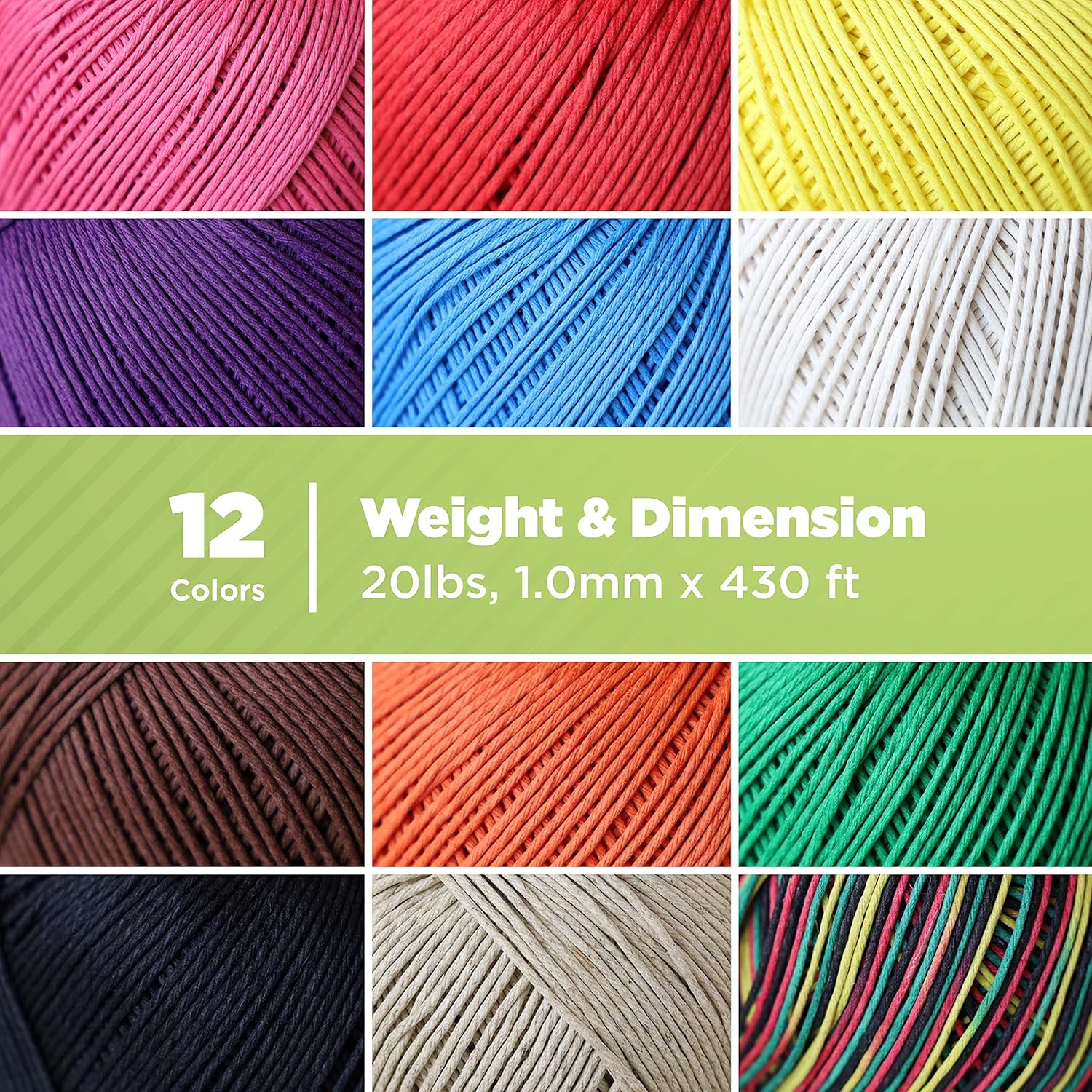 Hemp Twine for Gardening - Twine for Crafts - Organic Natural Hemp String for Jewelry Making - Strong Durable Cord for Decoration, Macrame + Cooking - 1MM, 100G/430 Ft. - 20 lb. Test Strength - Rasta-VerdiqueGarden