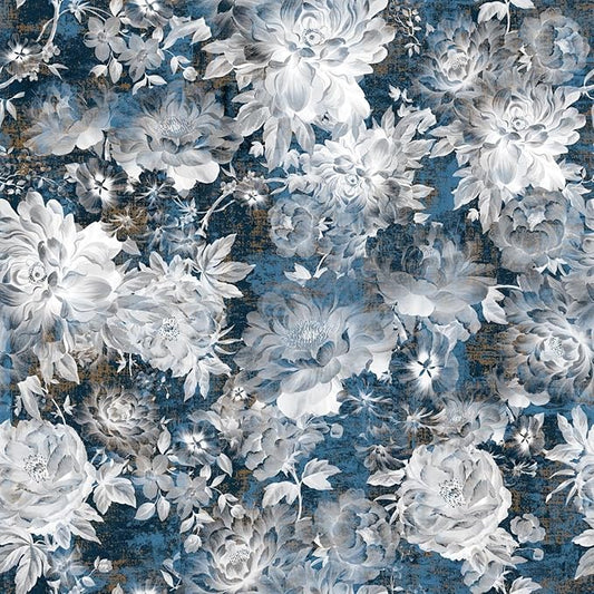 Vintage Garden Peel & Stick Floral Wallpaper - Removable White/Blue Vinyl Self Adhesive Mural - 17.7in x 19.68ft-VerdiqueGarden