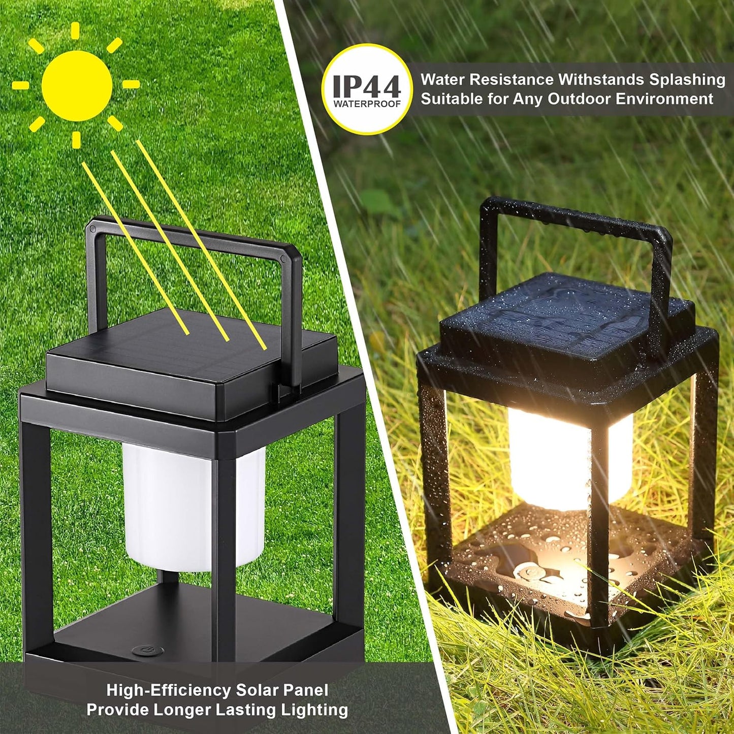 LETRY Outdoor Table Lamp, Brightness LED Nightstand Lantern, Portable Rechargeable Solar Lamp Waterproof, Touch Control Outdoor Lamps Cordless Lights Decorative for Patio/Walking/Reading/Camping-VerdiqueGarden