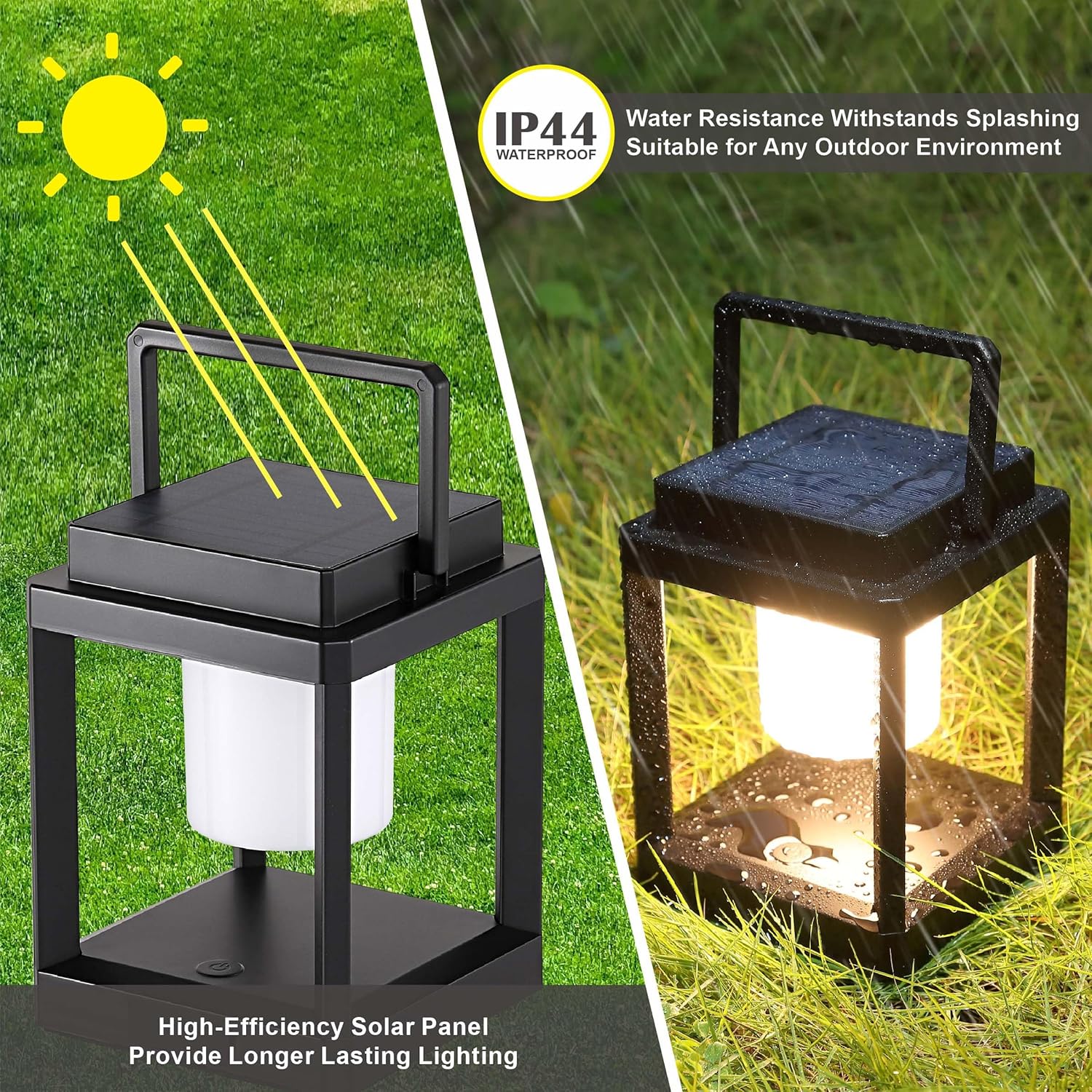 LETRY Outdoor Table Lamp, Brightness LED Nightstand Lantern, Portable Rechargeable Solar Lamp Waterproof, Touch Control Outdoor Lamps Cordless Lights Decorative for Patio/Walking/Reading/Camping-VerdiqueGarden