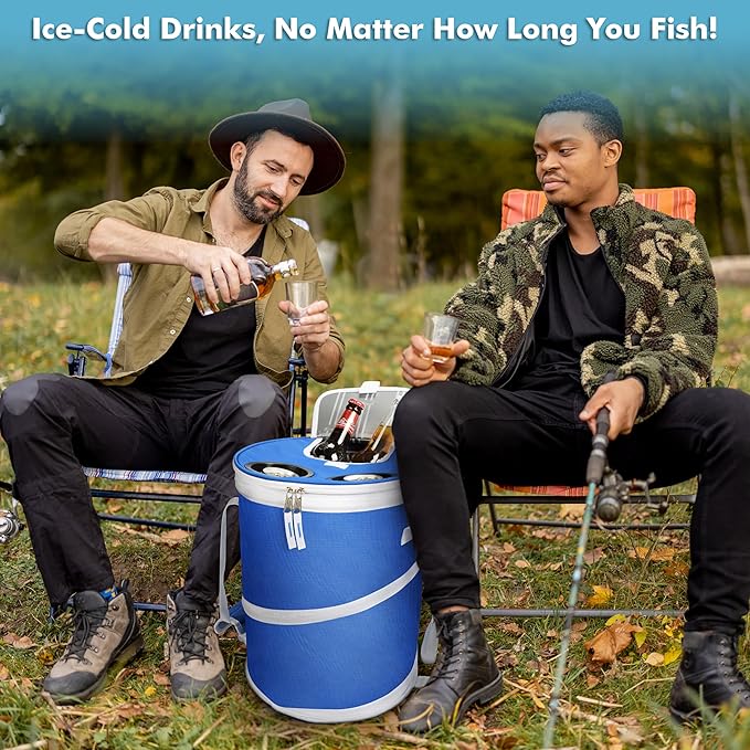 Tirrinia Large Pop-Up Golf Cooler Bag- Insulated Collapsible Cooler with Flat Drink Table for Golf Cart, Lightweight and Portable Ice Beach Cooler for Travel, Fishing, Picnics, Hiking, Camping-VerdiqueGarden