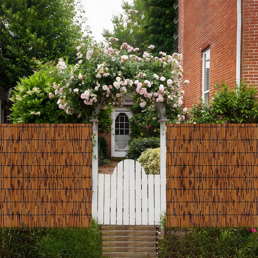Natural Bamboo Reed Fence, 6FT x 16.4FT,Bamboo Fence Rolls 6 Feet High Outdoor for Garden, Decorative Fence for Outdoor Privacy Screening, Sun Blocking, Decorative Divider, Brown-VerdiqueGarden