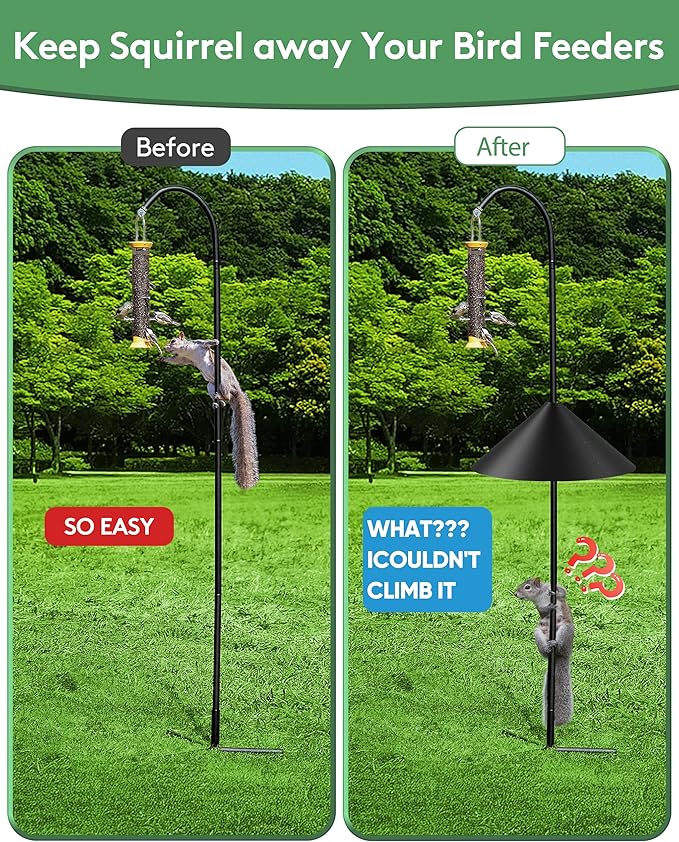 19 Inch Metal Squirrel Baffle for Bird Feeder Pole, Squirrel Proof for Bird Feeder, Bird House Guard for Shepherd’s Hook, Raccoon Stopper, Rust Chew Proof Heavy Duty-VerdiqueGarden