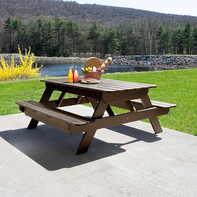 Highwood Hometown Picnic Table, 6 Foot, Weathered Acorn-VerdiqueGarden