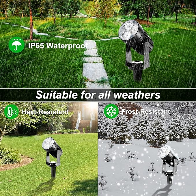 Solar Spot Lights Outdoor, 3-in-1 Garden Spotlights IP65 Waterproof 9.8ft Cable, 5W 4000mAh Separated Solar Panel, Auto On/Off for Tree Patio Yard Driveway Pathway Pool(Cold White 6000K)-VerdiqueGarden