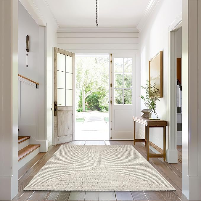 nuLOOM 2' x 8' Solid Hand Braided Indoor/Outdoor Area Rug, Pet-Friendly, High Traffic, Weather Resistant, for Patio, Balcony, Bedroom, Living, Dining Room, Wynn Ivory-VerdiqueGarden