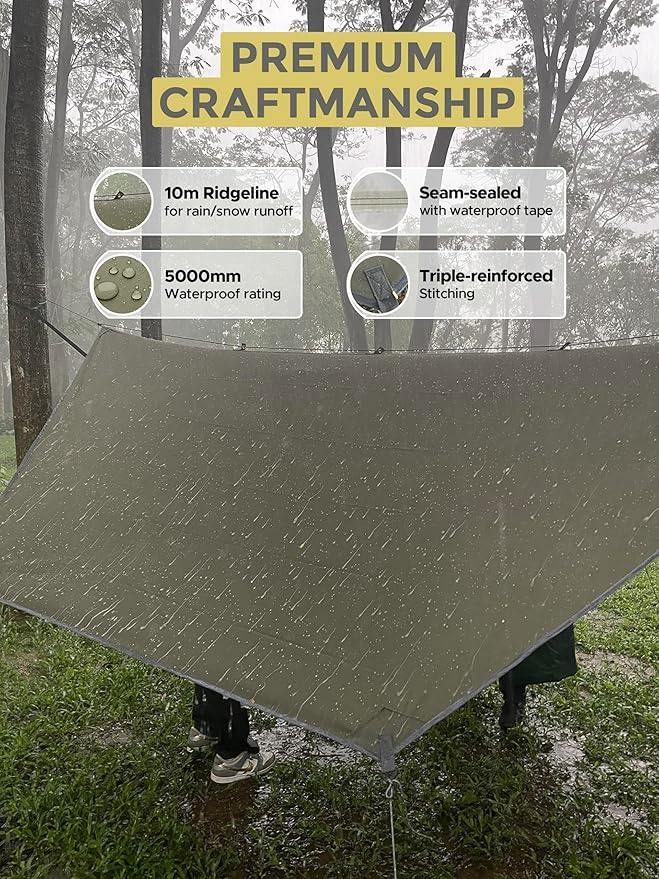 Miztli Camping Hammock -Portable Hammock w/Spacious Net & Tree Straps w/Adjustable Loops, Double and Single Hammock for Outdoor, Indoor, Hiking and Travel-VerdiqueGarden