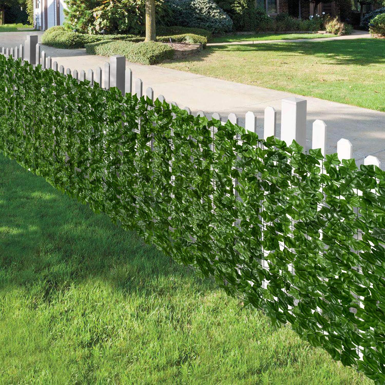 DearHouse Artificial Ivy Privacy Fence Wall Screen, 59x236.2inch Artificial Hedges Fence and Faux Ivy Vine Leaf Decoration for Outdoor Garden Decor-VerdiqueGarden