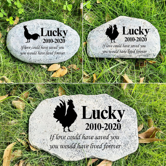 Zatanmulo Personalized Pet Memorial Stone, Garden Memorial Stone Personalized, Chicken Headstone, Cock Tombstone, Memorial Plaque Outdoor, Garden Stepping Stone (Chicken)-VerdiqueGarden