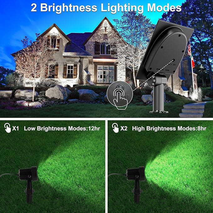 Solar Spot Lights Outdoor, 4-in-1 Solar Landscape Spotlight Waterproof 9.8ft Cable, 5W 3000mAh, Auto ON/Off Adjustable Solar Wall Lights for Yard, Ground, Garden, Pool, Lawn (Cold White)-VerdiqueGarden