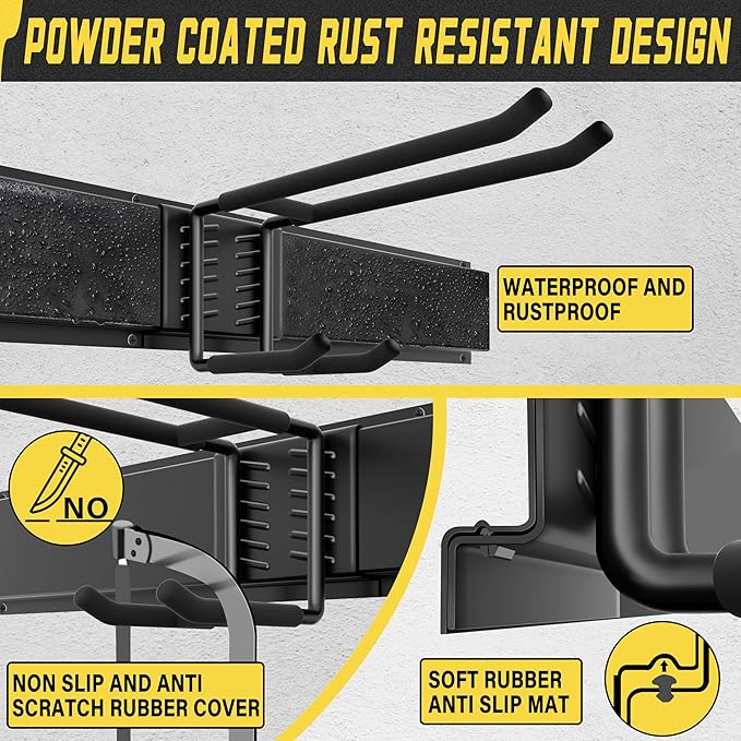 Garage Wall Organizer,12Pack Carries 600 lbs,Garden Tool Organizer 49.5in With Large Storage Space,Easy Assembly, Sturdy Design,for Efficient Tool Storage Garage Organization-VerdiqueGarden