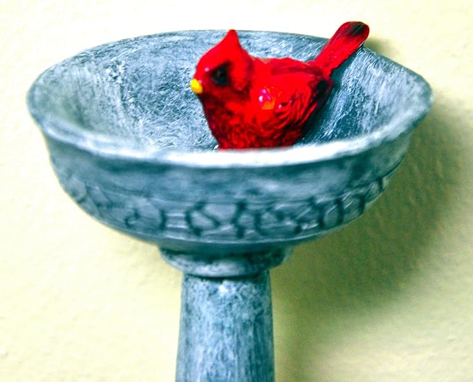 G & F Products MiniGardenn 10027 Fairy Garden Polyresin Miniature, Cardinal Birdbath Pick-VerdiqueGarden