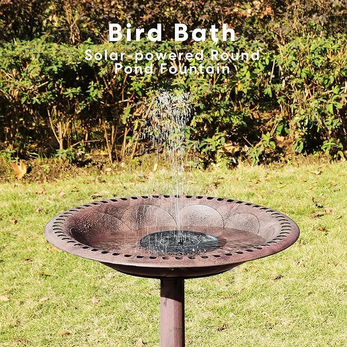 VIVOHOME Polyresin Antique Outdoor Bronze Garden Bird Bath and Solar Powered Round Pond Fountain Combo Set-VerdiqueGarden
