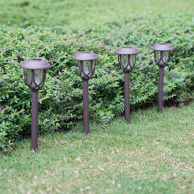 10 Pack Solar Lights Outdoor Decorative Garden Yard Lights for Pathway Walkway Sidewalk Driveway. (Brown, Warm White)-VerdiqueGarden