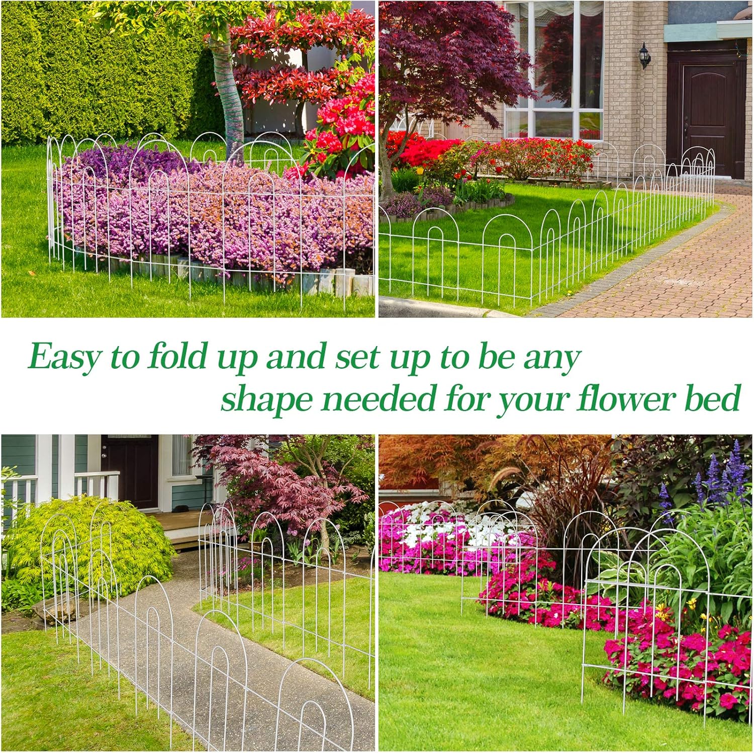 AMAGABELI GARDEN & HOME 14 Panels 32in(H)×20ft(L) Decorative Garden Fences and Borders for Dogs No Dig Rustproof Metal Fence Panel Garden Edging Border Animal Barrier Fencing for Flower Bed Yard White-VerdiqueGarden