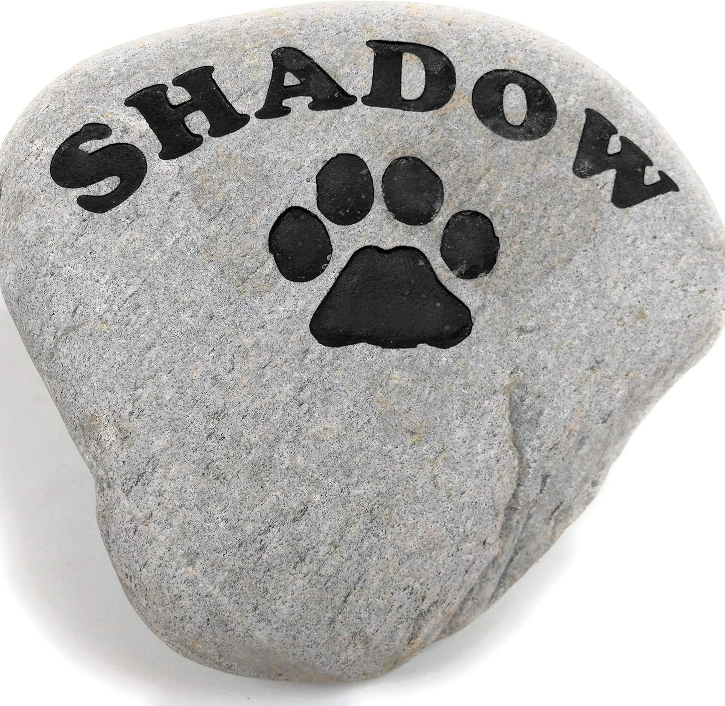 Personalized River Stone Pet Memorial Stones Headstone Grave Marker for Dog or Cat 8 inches to 10 inches Natural Rock Customized with Name and Paw Print-VerdiqueGarden