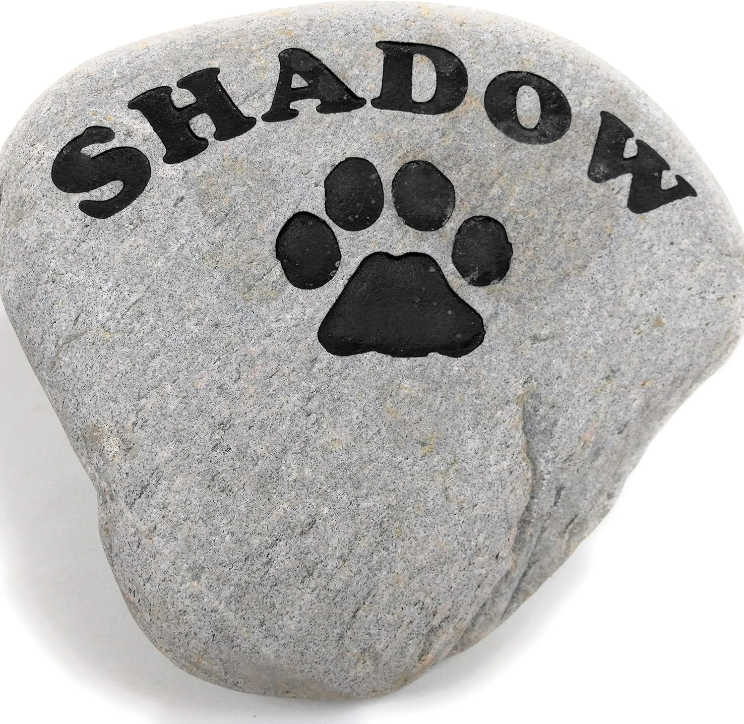 Personalized River Stone Pet Memorial Stones Headstone Grave Marker for Dog or Cat 8 inches to 10 inches Natural Rock Customized with Name and Paw Print-VerdiqueGarden