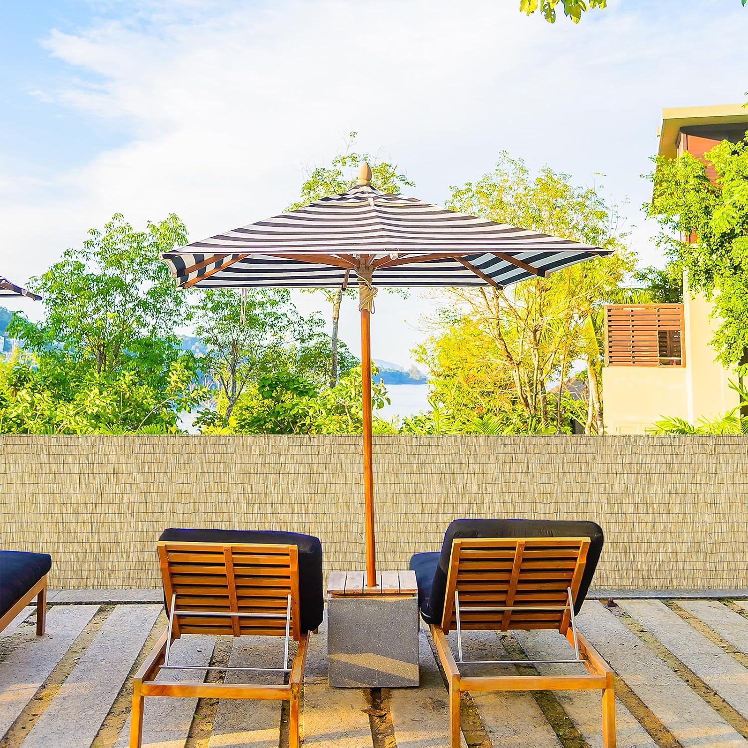 Natural 6FT X 16.4FT Reed Fencing Roll, Balcony Privacy Shade Reed Bamboo Fencing Garden Fence Border, Wind Block Sunshade Fence Screen for Outdoor Yard Patio Flower Bed Edge-VerdiqueGarden