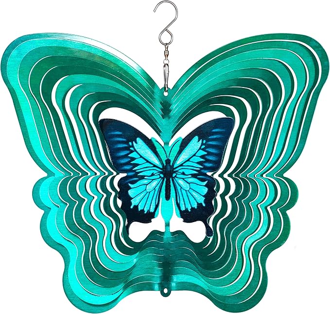 Butterfly Wind Spinners for Yard and Garden, Metal Butterfly Ornaments for Garden Décor, Outdoor Wind Spinner, Butterfly Gifts, Outdoor Garden Decoration, 12 inch Butterfly Wall Décor by ISEO-VerdiqueGarden