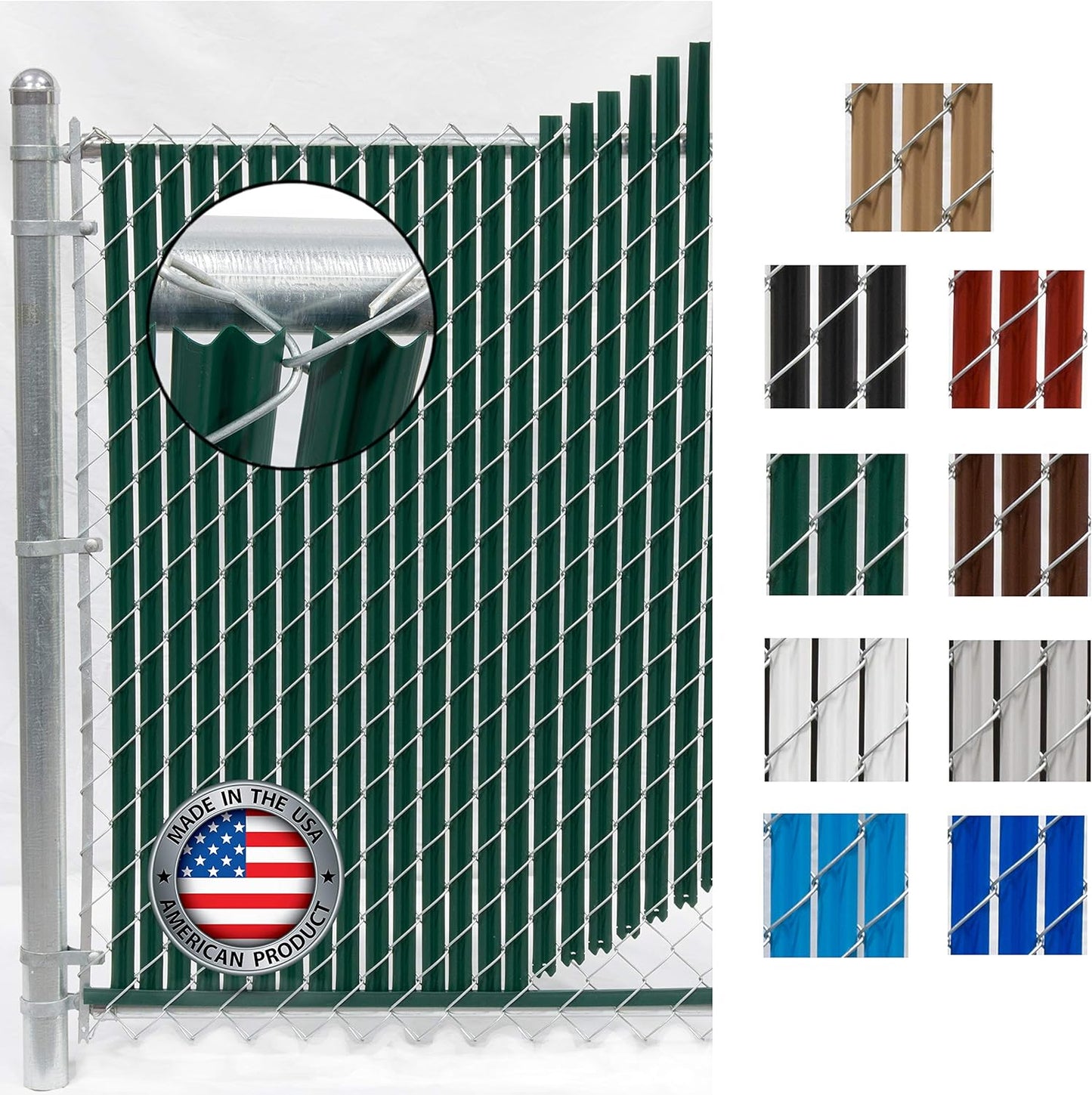 Wave Slat (9 Colors) Single Wall Bottom Locking Privacy Slat for 4', 5', 6', 7' and 8' Chain Link Fence (7 ft, Green)-VerdiqueGarden