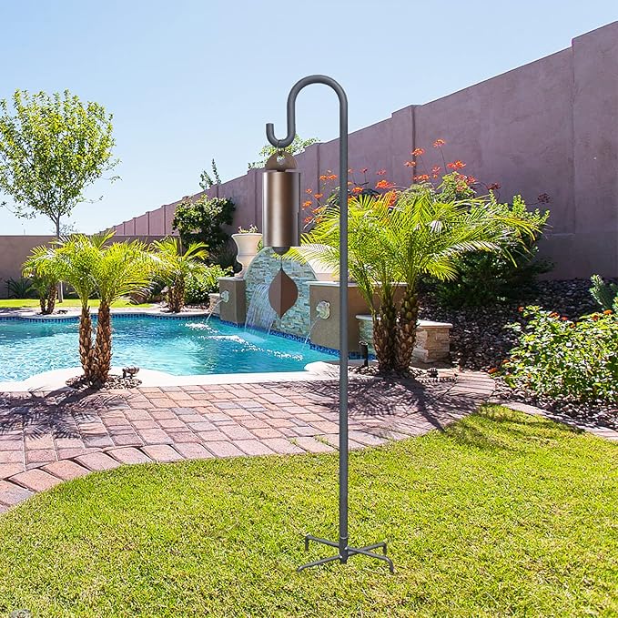 Highpro Shepherds Hooks for Outdoor 47 Inch Bird Feeder Pole Squirrel Proof Hummingbird Feeder Stand Heavy Duty with 5 Prong Base for Hanging Bird Feeder, Plant Baskets, Solar Light Lanterns-VerdiqueGarden