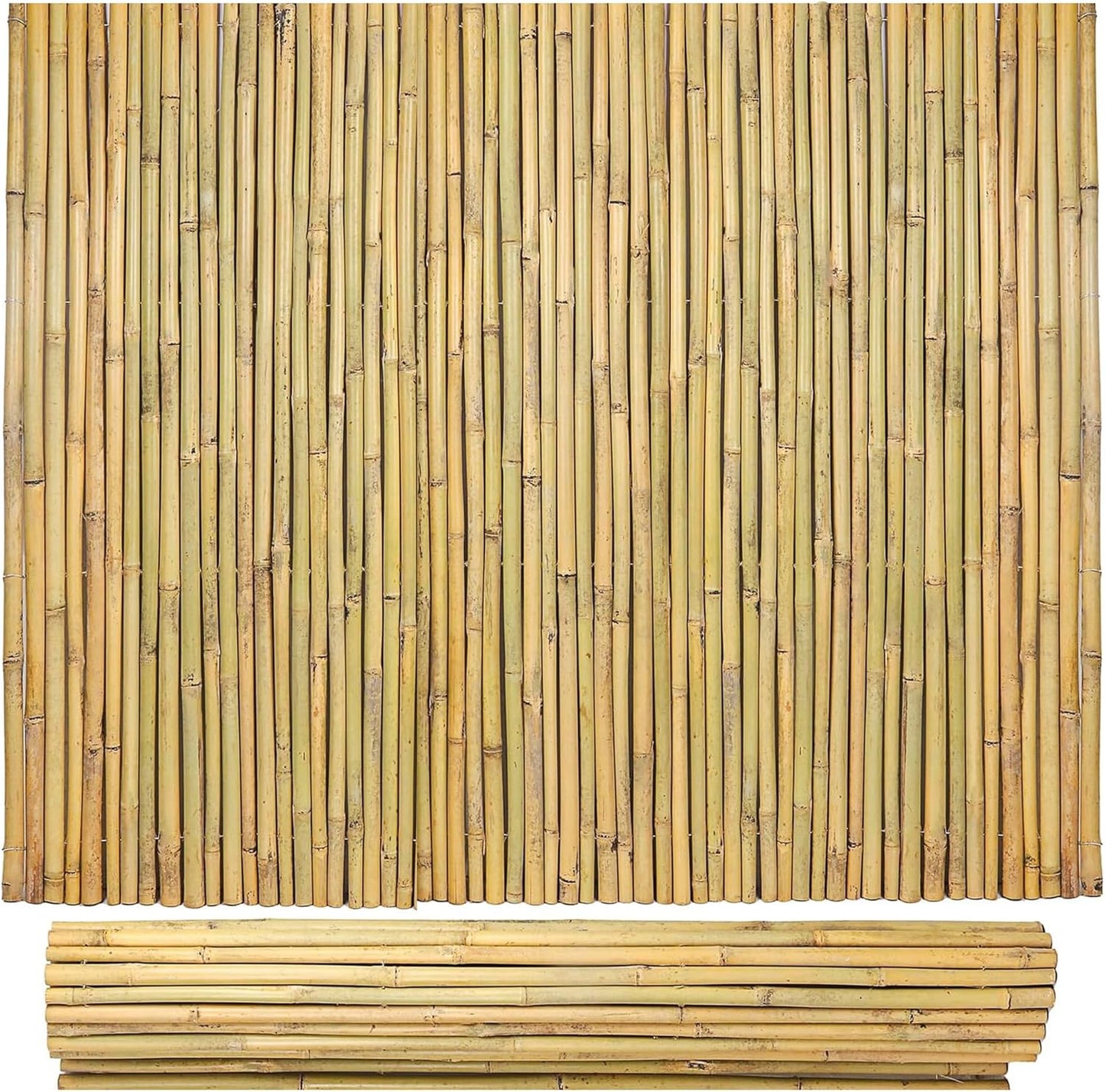 Bamboo Fencing Roll 6 ft High x 8 ft Long x 0.7 in D, Natural Bamboo Privacy Fence, Divider Decorative Fence for Patio, Balcony, Garden, Border Pool-VerdiqueGarden