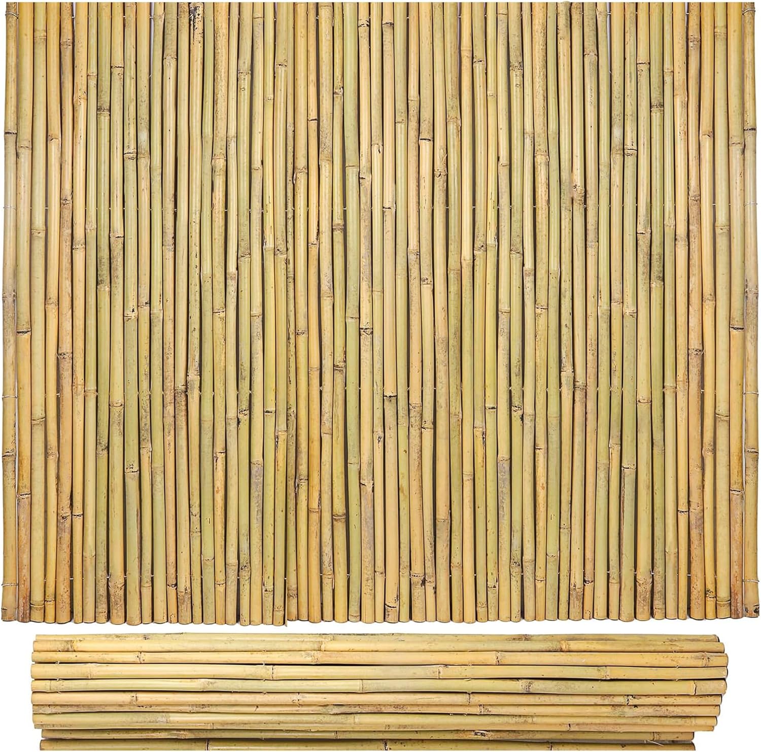 Bamboo Fence 4 ft H x 8 ft L x 0.75 in D, Natural Bamboo Privacy Screen 4 Feet High, Outdoor Or Indoor Divider Decorative Fence Rolls for Patio, Balcony, Garden and Border Pool-VerdiqueGarden