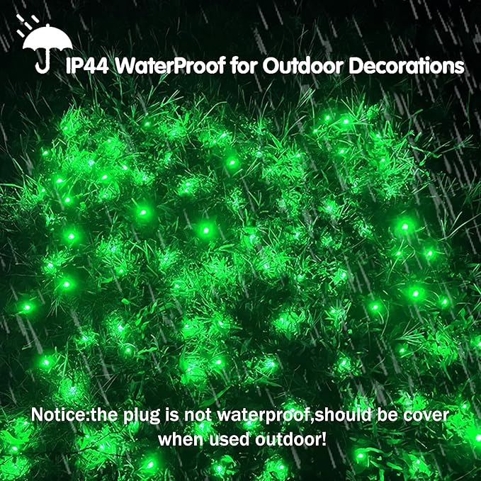 HISHINY Christmas Net Lights Outdoor, 5ftx5ft 100LED Green Wire, Connectable Bush Mesh Net Lights String for Christmas,St Patricks Party,Shrub,Yard,Tree (Green)-VerdiqueGarden