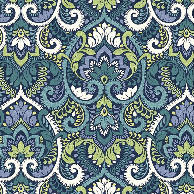 Arden Indoor/Outdoor Foam Seat Pad, 2 Pack, 17 x 16, Patio Cushion, Water Repellent, Fade Resistant, Foam Cushion Sapphire Aurora Blue Damask-VerdiqueGarden