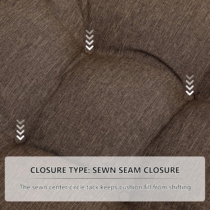 RACE LEAF Patio Chair Cushions 17x17 4 Pack, Thickened Heavy Duty Outdoor Cushions Stain & Water Resistant Non-Slip Ties Tufted (Brown)-VerdiqueGarden