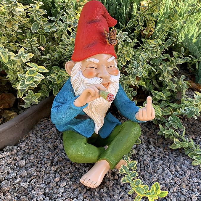 Mood Lab Garden Gnome - Relaxed Gnome - 9.6 Inch Tall Statue Lawn Garden Figurine - for Outdoor or House Decor-VerdiqueGarden