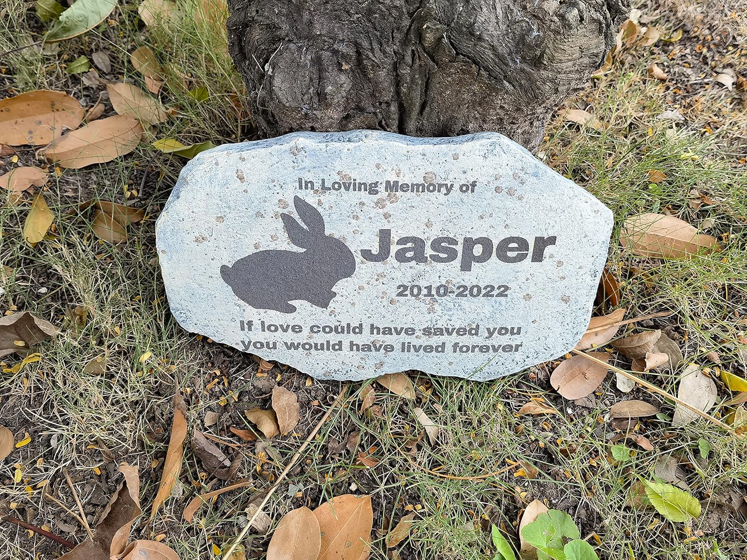 Zatanmulo Personalized Pet Memorial Stone, Garden Memorial Stone Personalized, Rabbit Headstone, Rabbit Tombstone, Memorial Plaque Outdoor, Garden Stepping Stone (Rabbit)-VerdiqueGarden