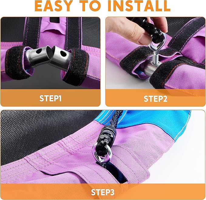 TURFEE 40" Saucer Tree Swing for Kids - 900Lb Weight Capacity, 900D Waterproof Oxford Fabric Platform Swing Seat with Adjustable Ropes for Kids Playground Outdoor Activity Backyard Fun (Rainbow)-VerdiqueGarden