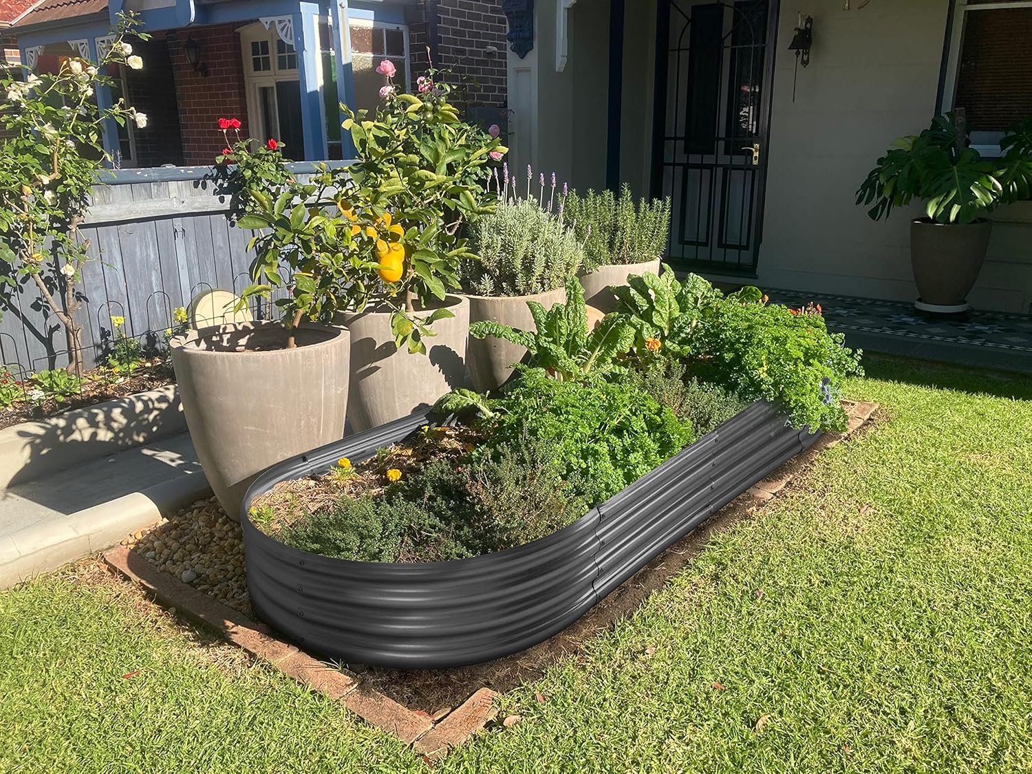 Land Guard Galvanized Raised Garden Bed Kit, Galvanized Planter Raised Garden Boxes Outdoor, Oval Large Metal Raised Garden Beds for Vegetables(Grey)4×2×1ft(1pcs)-VerdiqueGarden