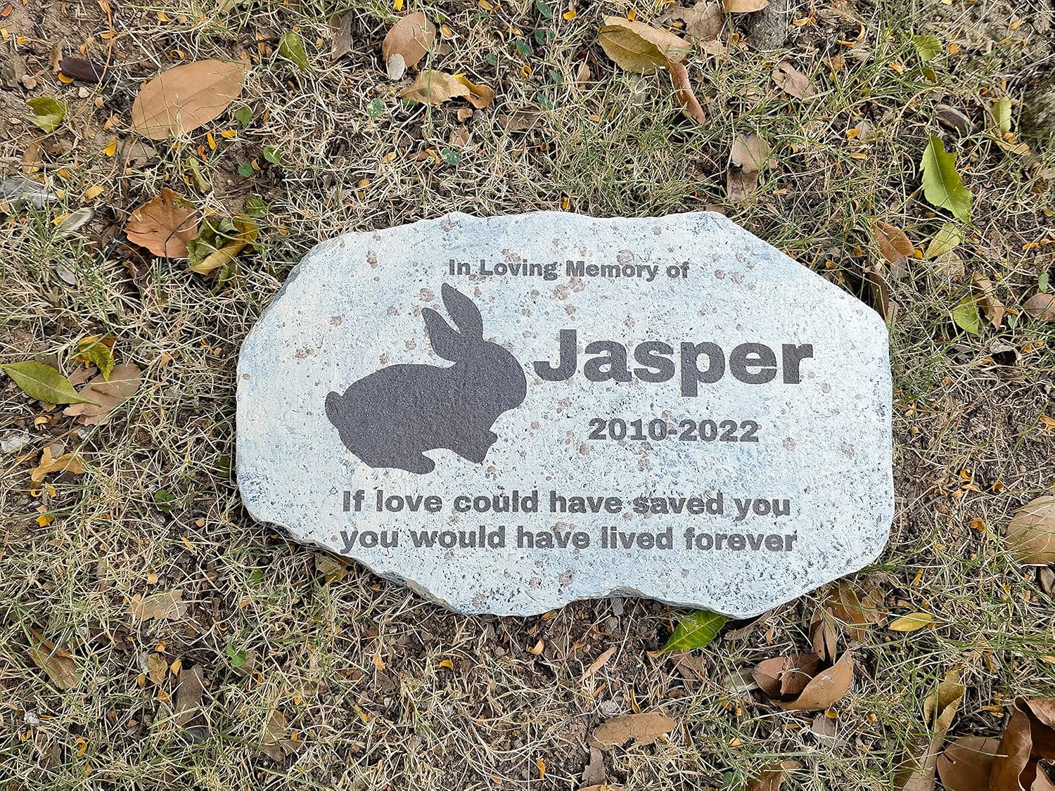 Zatanmulo Personalized Pet Memorial Stone, Garden Memorial Stone Personalized, Rabbit Headstone, Rabbit Tombstone, Memorial Plaque Outdoor, Garden Stepping Stone (Rabbit)-VerdiqueGarden